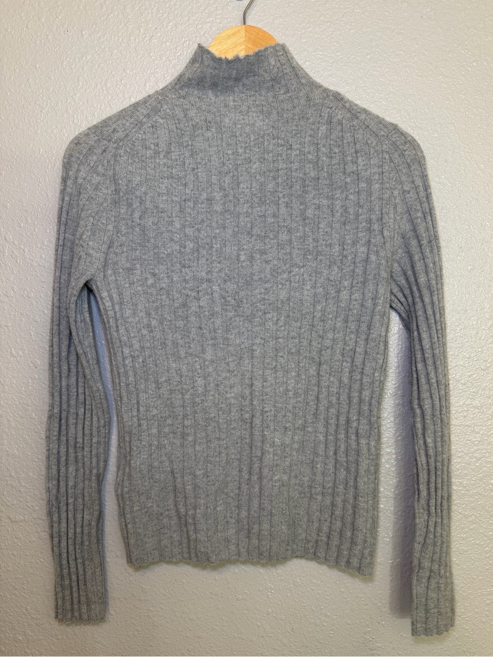J. Crew Gray Ribbed Mock Turtleneck Sweater small cashmere